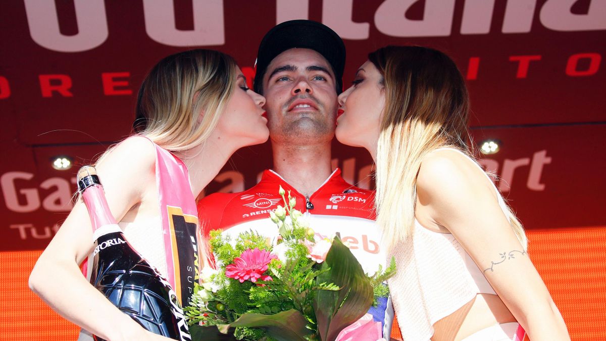 Tom Dumoulin, en el podio del Giro de Italia