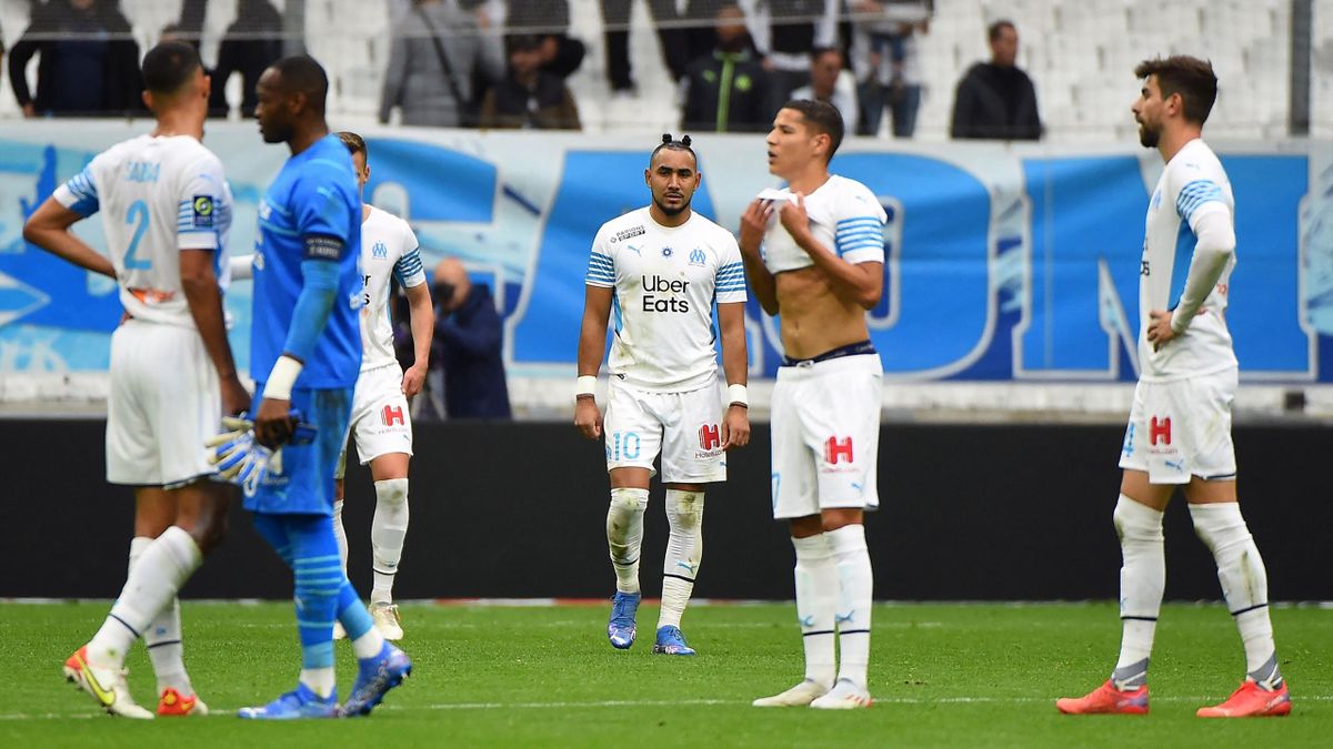 Les Marseillais frustrés après avoir concédé le nul face à Metz, le 7 novembre 2021 en Ligue 1