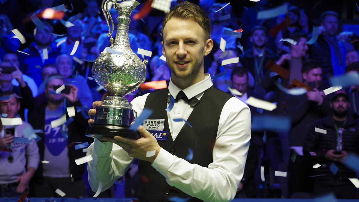 Judd Trump of England poses with the trophy after winning the final match against Ali Carter of England on day 7 of the 2019 Coral World Grand Prix at The Centaur on February 10, 2019 in Cheltenham.