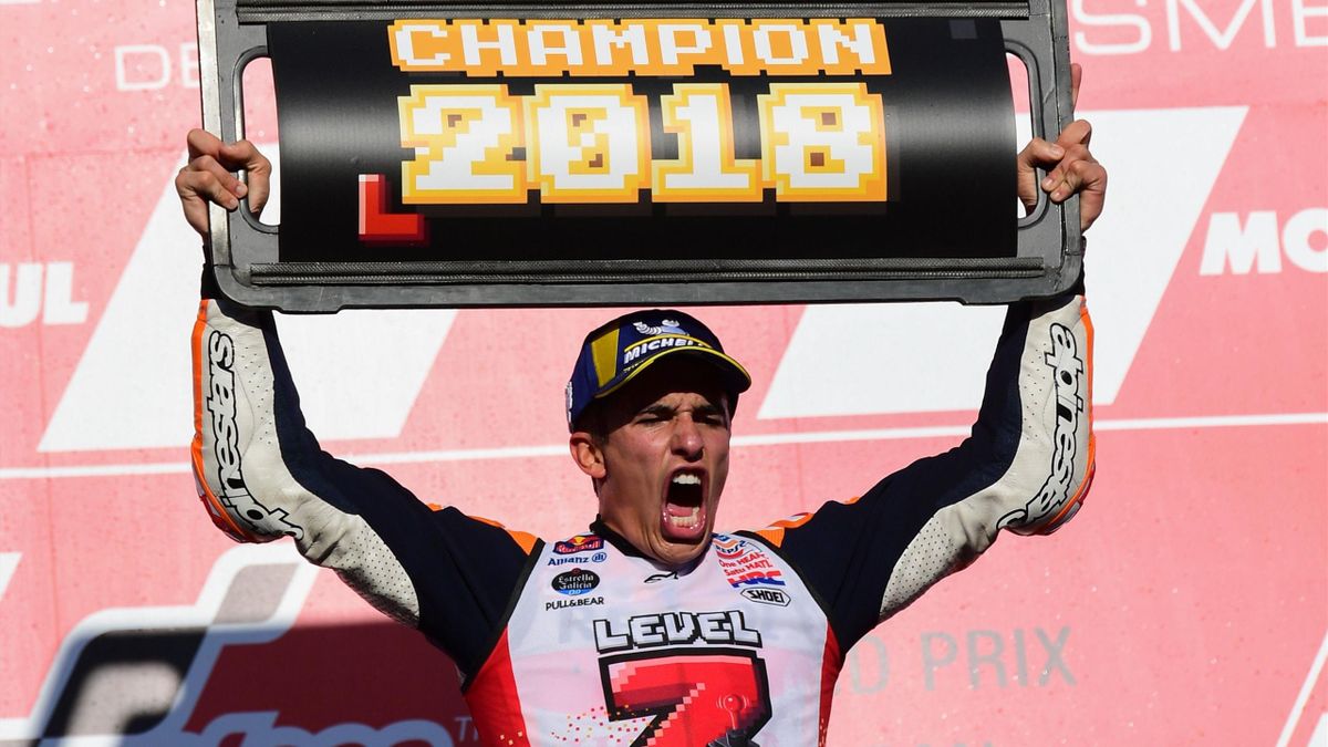 Marc Marquez (Honda HRC) sur le podium du Grand Prix du Japon 2018