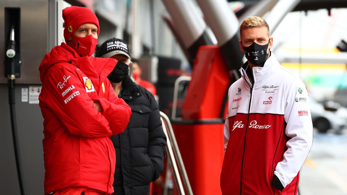 Sebastian Vettel (l.) und Mick Schumacher