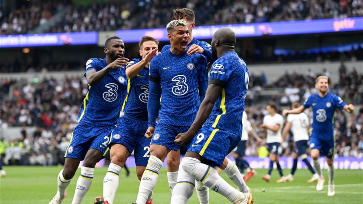 Thiago Silva esulta dopo il gol in Tottenham-Chelsea - Premier League 2021-22
