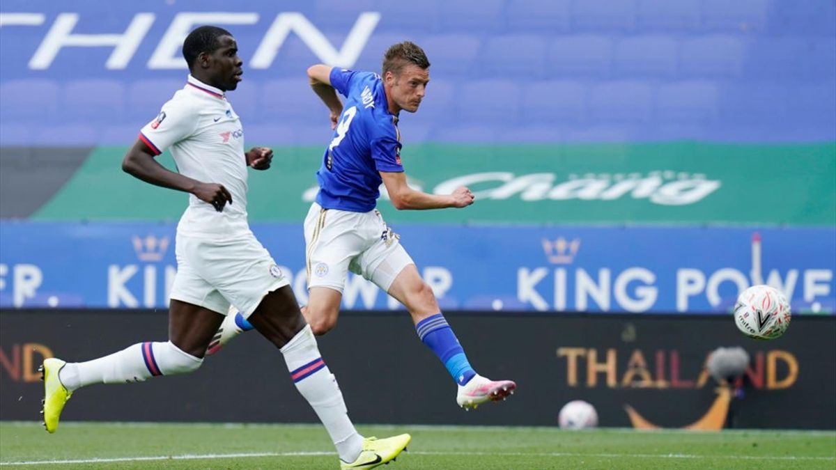 Jamie Vardy, golgheterul lui Leicester, în meciul cu Chelsea, din FA Cup