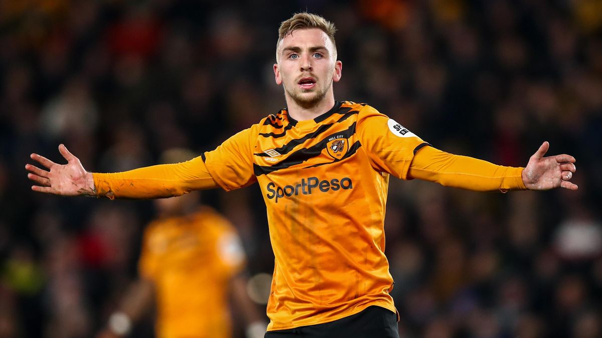 Jarrod Bowen of Hull City during the Emirates FA Cup Fourth Round match between Hull City and Chelsea at KCOM Stadium on January 25, 2020 in Hull, England. (Photo by Robbie Jay Barratt - AMA/Getty Images)