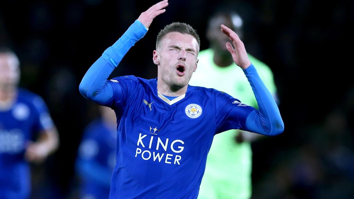 Leicester City's Jamie Vardy is dejected