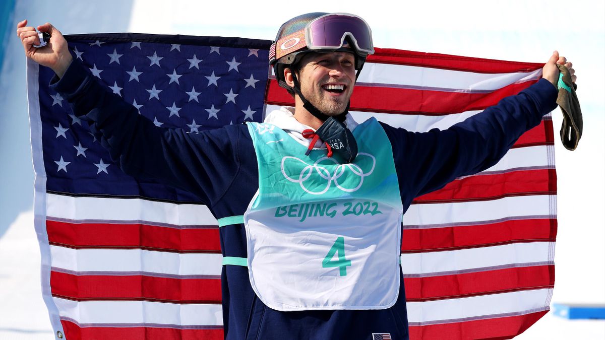 BEIJING, CHINA - FEBRUARY 09: Colby Stevenson of Team United States reacts after winning the silver medal during the Men's Freestyle Skiing Freeski Big Air Final on Day 5 of the Beijing 2022 Winter Olympic Games at Big Air Shougang on February 09, 2022 in