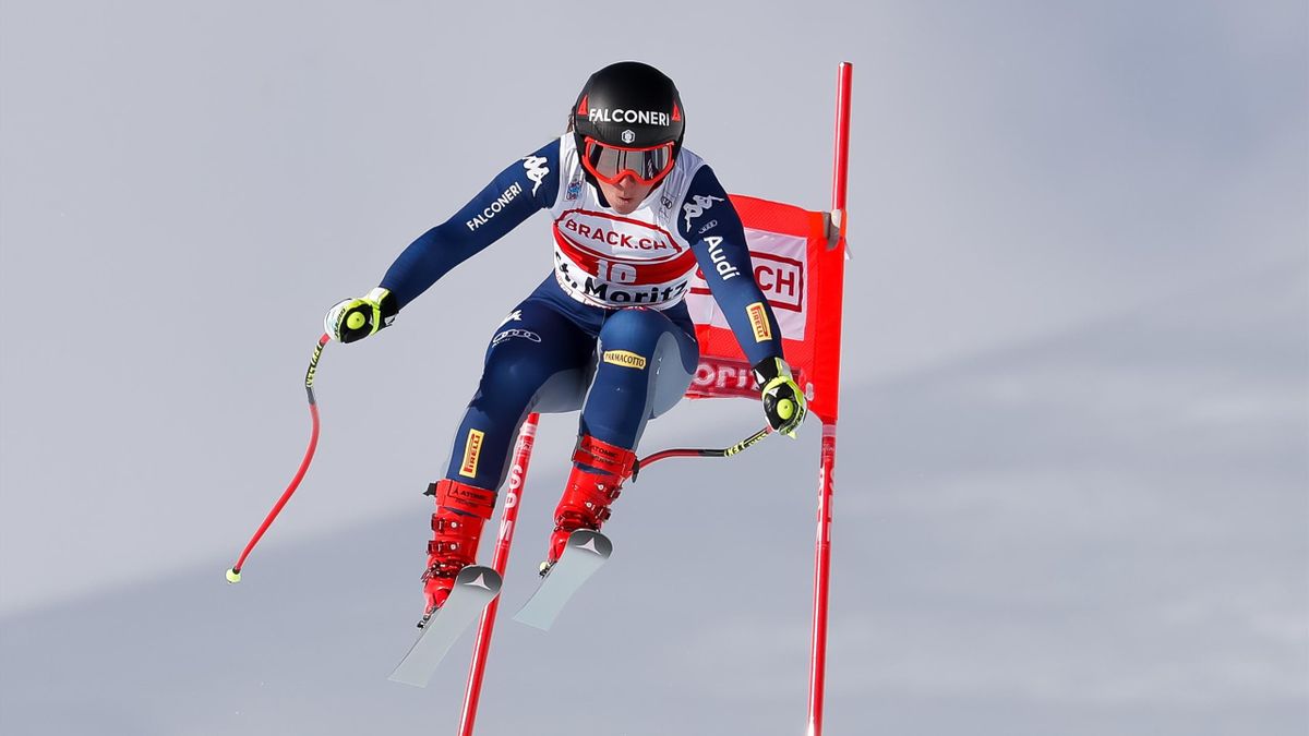 Sofia Goggia of Italy competes during the Audi FIS Alpine Ski World Cup Women's Super G on December 14, 2019 in St Moritz Switzerland