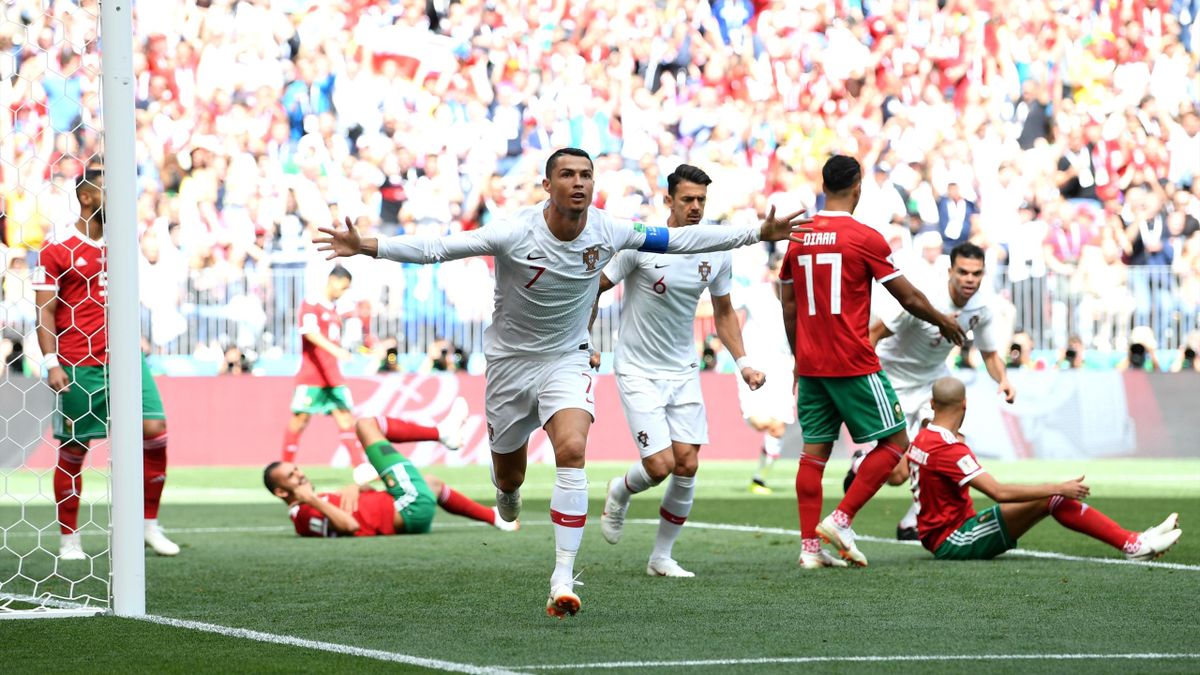 Cristiano Ronaldo (Portugal), buteur contre le Maroc