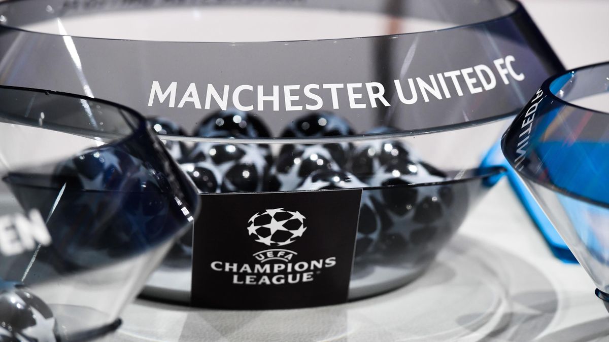 A detailed view of the draw pots ahead of the UEFA Champions League 2021/22 Round of 16 Draw at the UEFA headquarters, The House of European Football