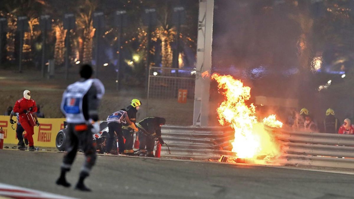La Hass di Romain Grosjean prende fuoco - GP Bahrain Mondiale F1 2020