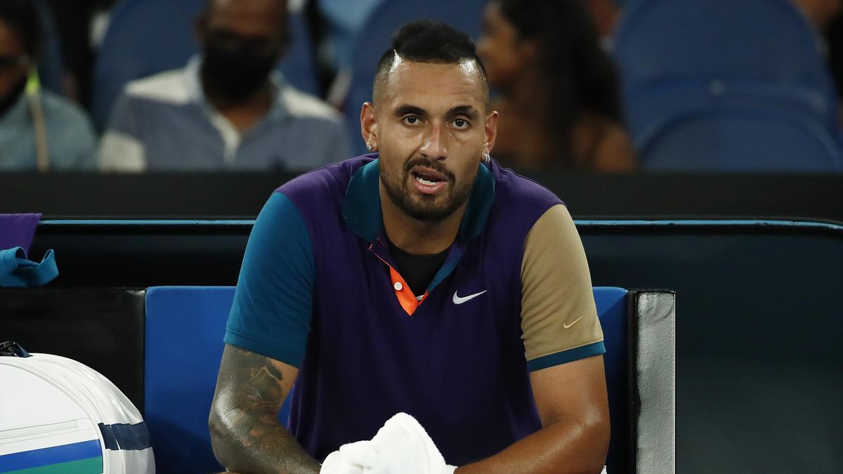 Nick Kyrgios of Australia reacts at the 2021 Australian Open at Melbourne Park