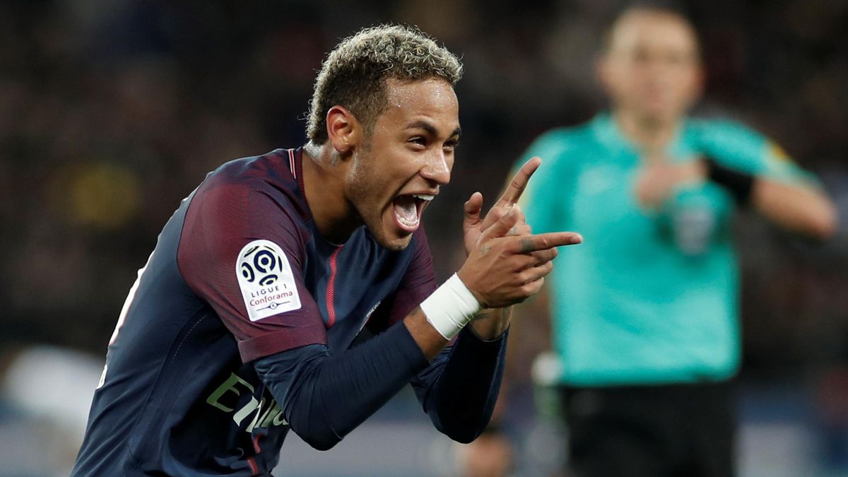 Paris Saint-Germain’s Neymar celebrates