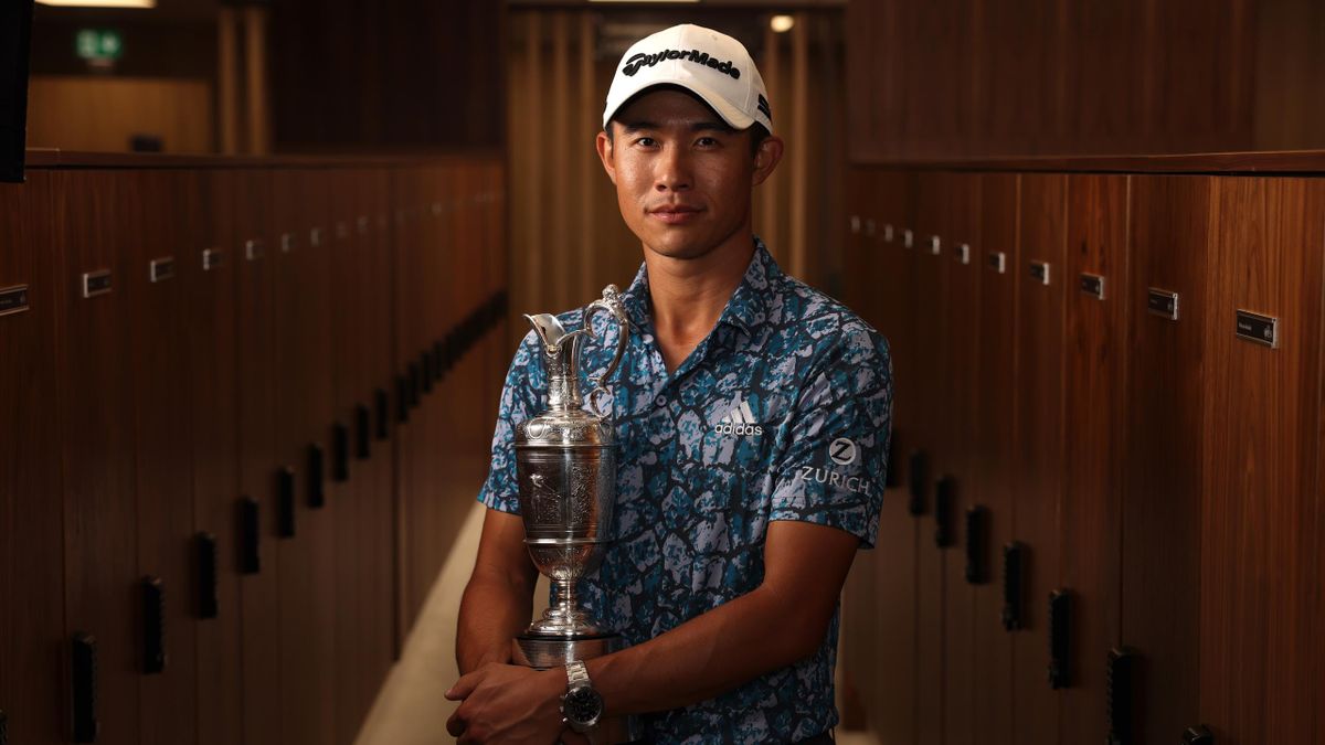 Collin Morikawa holds the Claret Jug after his glorious display at the 149th Open Championship.