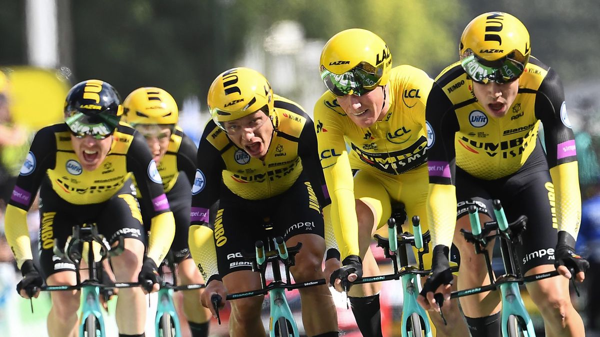 Jumbo tijdens de winnende ploegentijdrit van 2019 in de Tour de France