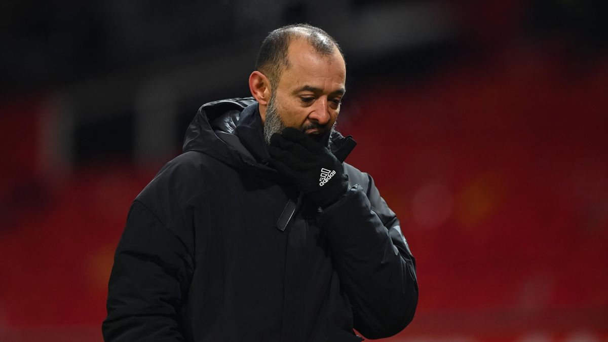 Nuno Espirito Santo the manager / head coach of Wolverhampton Wanderers at full time of the Premier League match between Manchester United and Wolverhampton Wanderers at Old Trafford on December 29, 2020 in Manchester, United Kingdom.