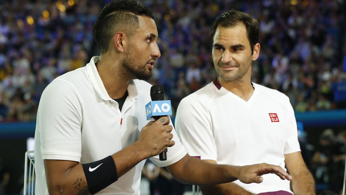Nick Kyrgios and Roger Federer in 2020