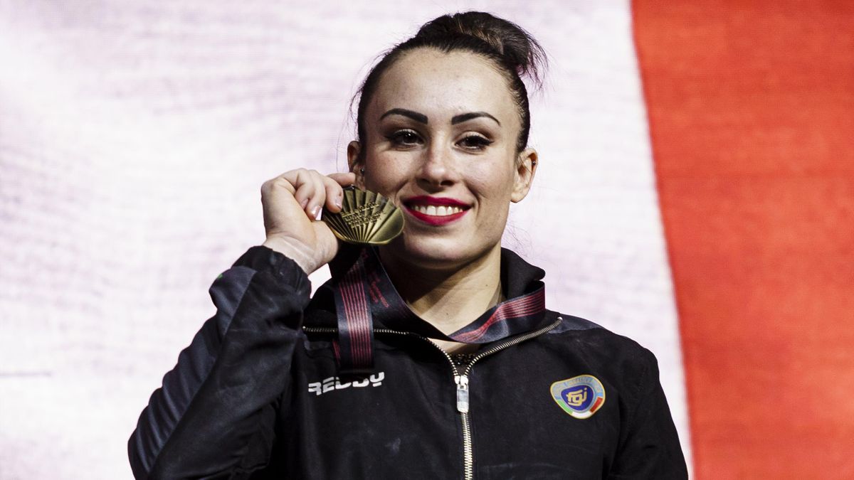 Vanessa Ferrari esulta per il bronzo al corpo libero, Europei, Ginnastica Artistica