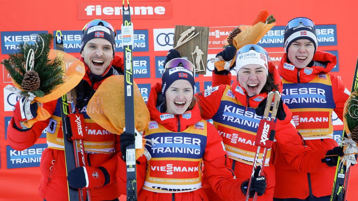 Favourites Norway win first mixed team Nordic Combined World Cup gold