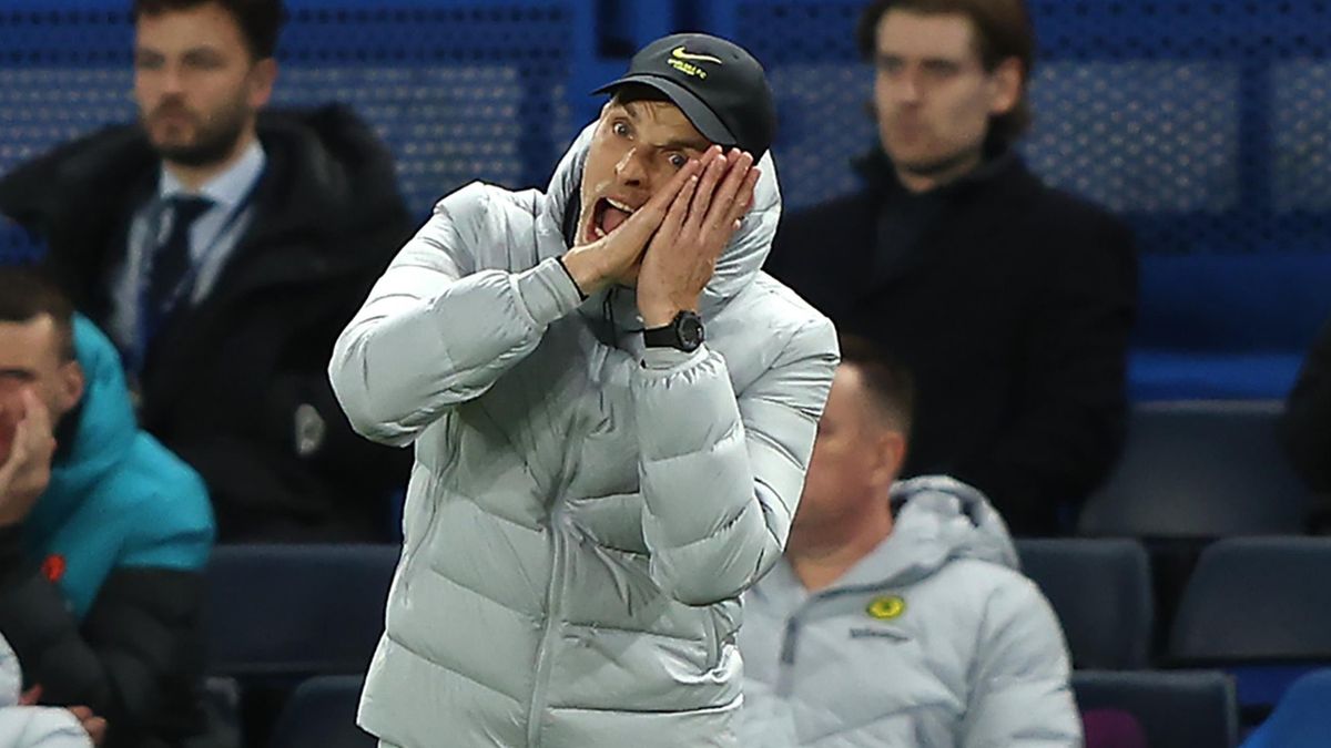 Thomas Tuchel reacts during the UEFA Champions League Quarter Final Leg One match between Chelsea FC and Real Madrid
