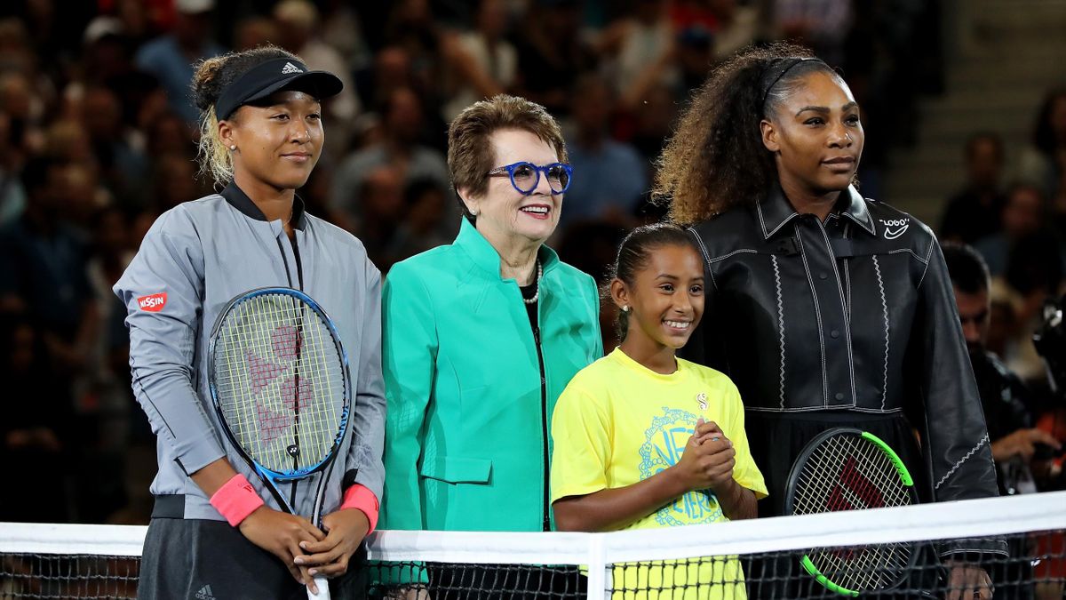Serena Williams of the United States and Naomi Osaka of Japan pose for a photo with Billie Jean King prior to the Women's Singles finals match on Day Thirteen of the 2018 US Open at the USTA Billie Jean King National Tennis Center