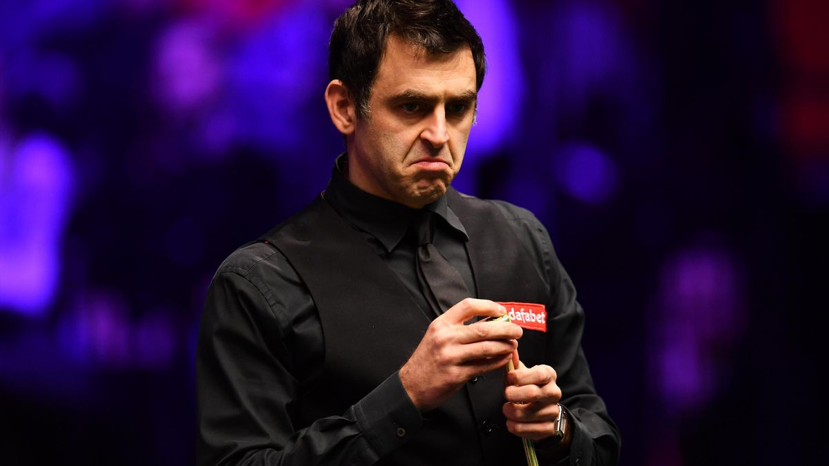 Ronnie O'Sullivan of England reacts during his match against Mark Allen of Northern Ireland