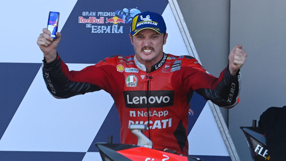 Jack Miller esulta per il primo successo con la Ducati a Jerez de la Frontera, Getty Images