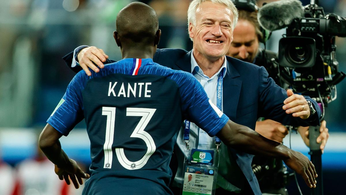 Didier Deschamps et N'Golo Kanté, après la victoire à la Coupe du Monde 2018