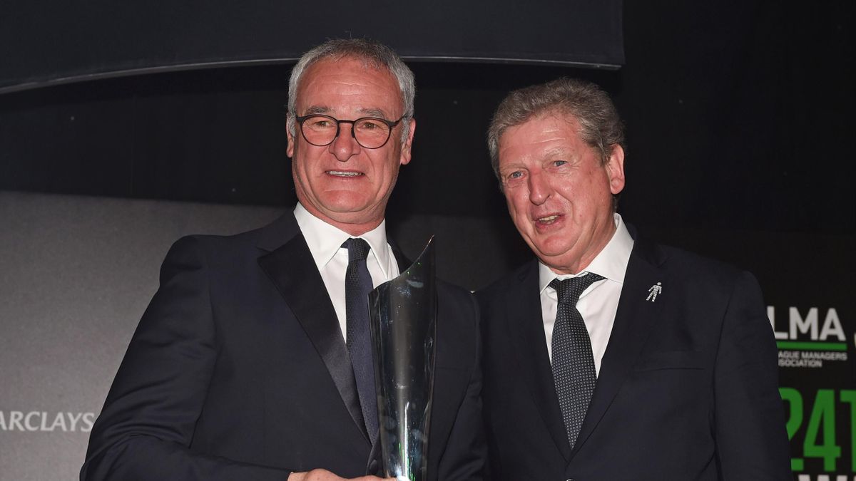Leicester City manager Claudio Ranieri presented the LMA Manager Of The Year 2016 award by England manager Roy Hodgson