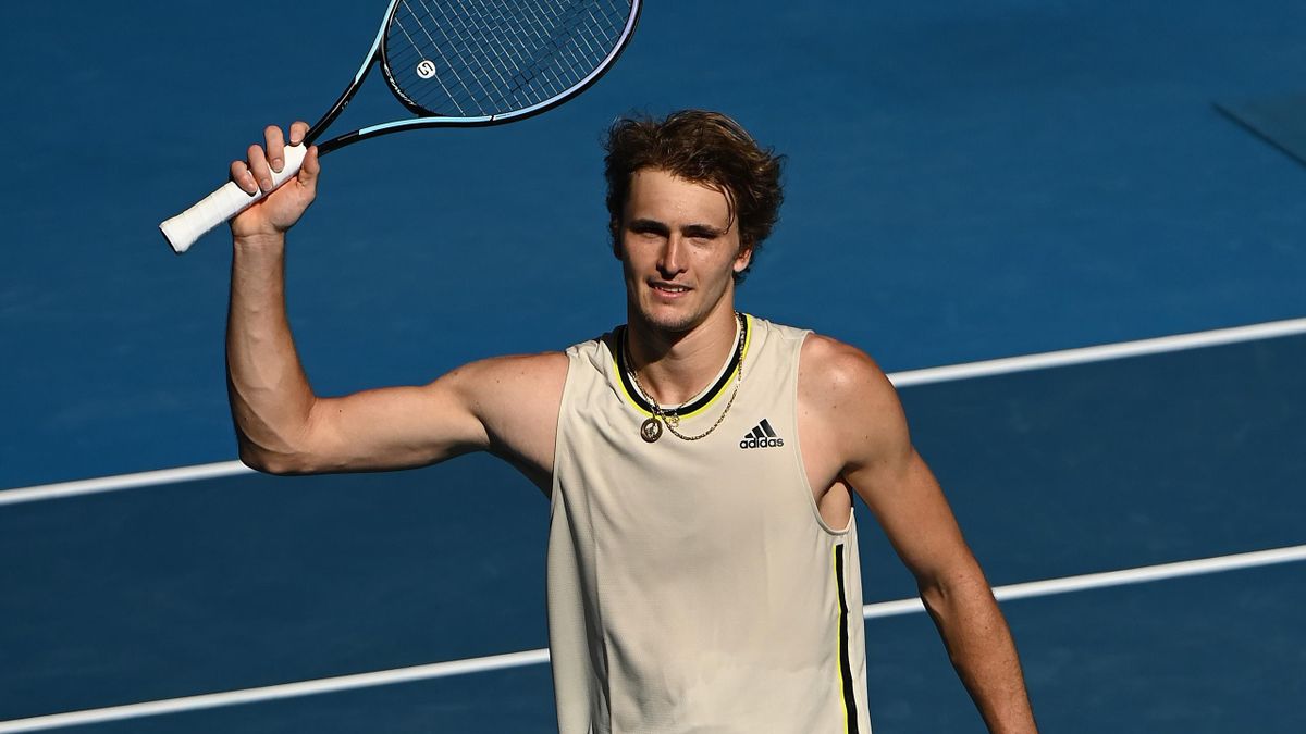 Alexander Zverev of Germany celebrates victory following his Men's Singles third round match against Adrian Mannarino of France during day five of the 2021 Australian Open at Melbourne Park