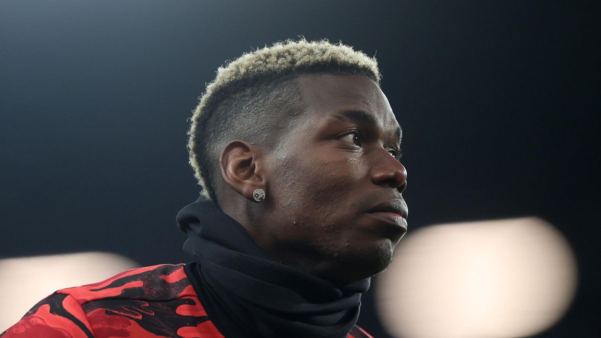 Paul Pogba of Manchester United looks on prior to the Premier League match between Manchester United and Aston Villa at Old Trafford on January 01, 2021 in Manchester, England.
