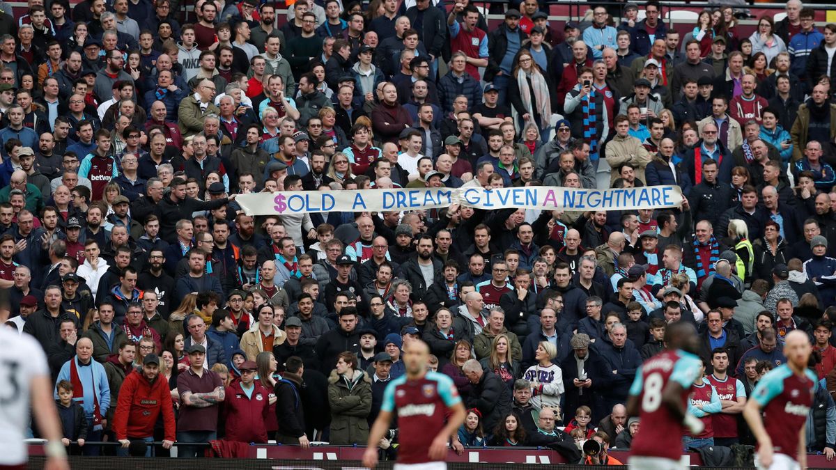 West Ham fans make their feelings known.