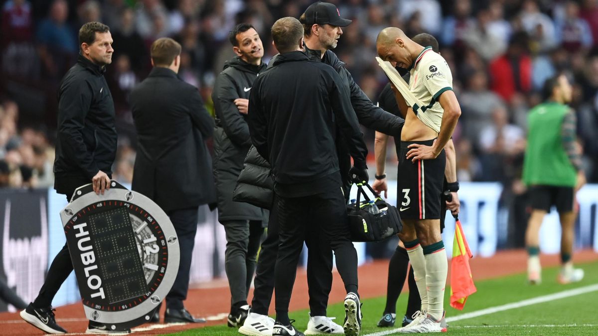 Fabinho came off injured in the match against Aston Villa.