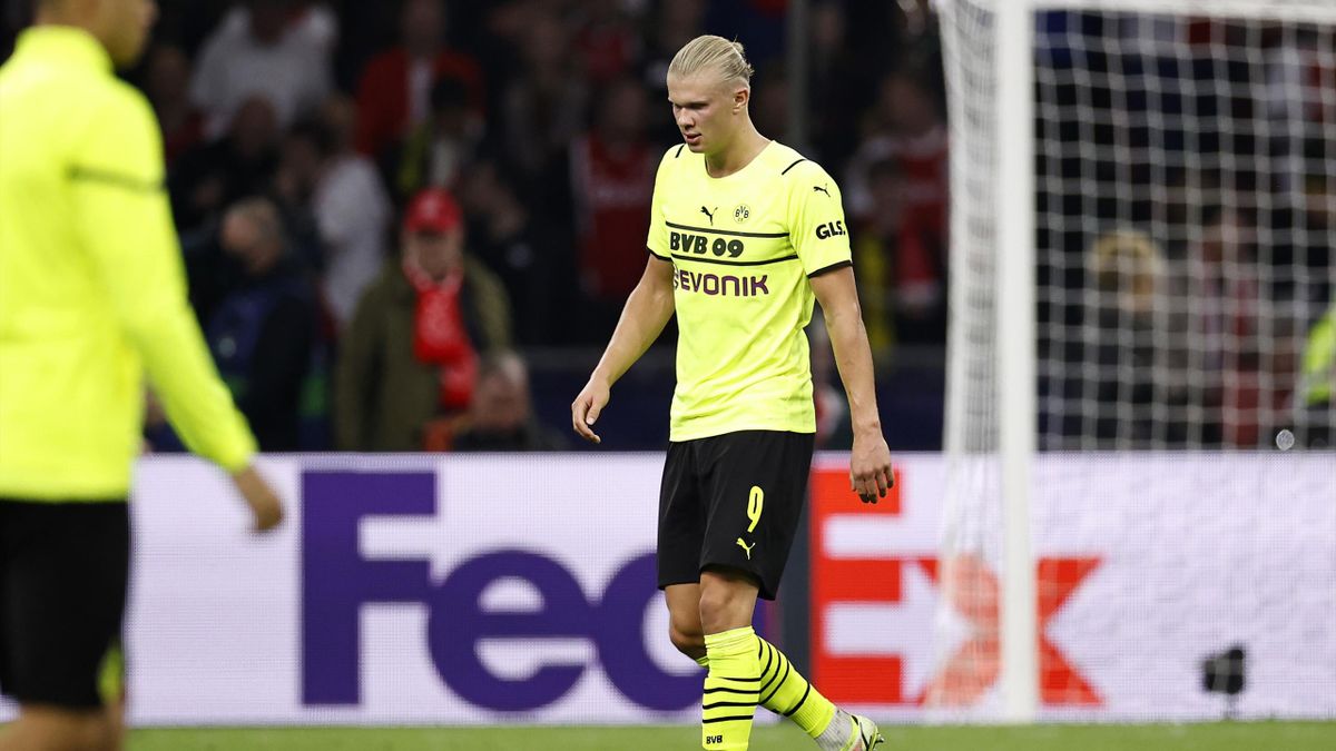 Erling Haaland of Borussia Dortmund during the UEFA Champions League match between Ajax Amsterdam and Borussia Dortmund at the Johan Cruijff ArenA on October 19, 2021 in Amsterdam, Netherlands.