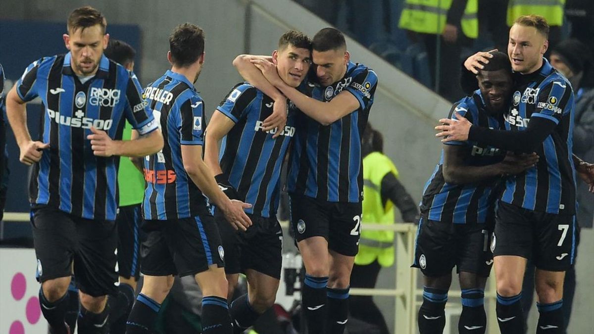 Esultanza di gruppo per il gol di Malinovskyi in Atalanta-Juventus - Serie A 2021/2022