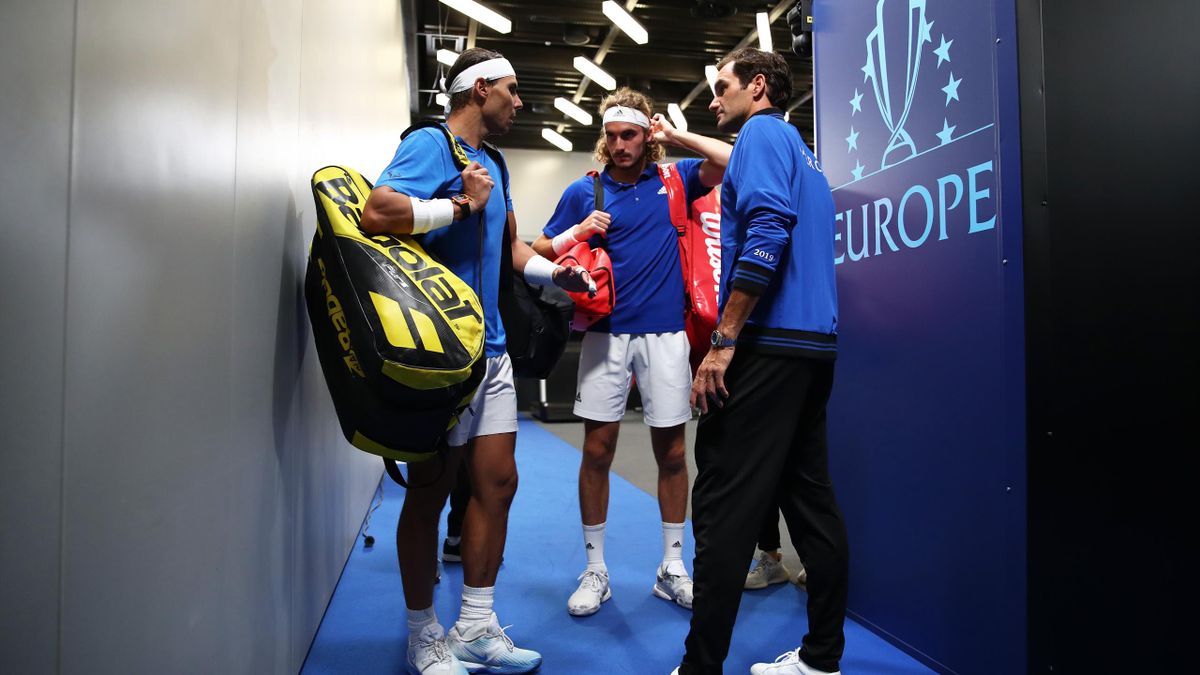 Stefanos Tsitsipas & Roger Federer & Rafael Nadal
