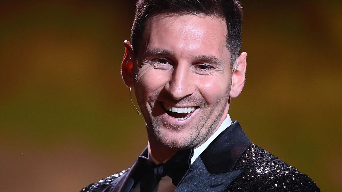 ionel Messi reacts after being awarded the the Ballon d'Or