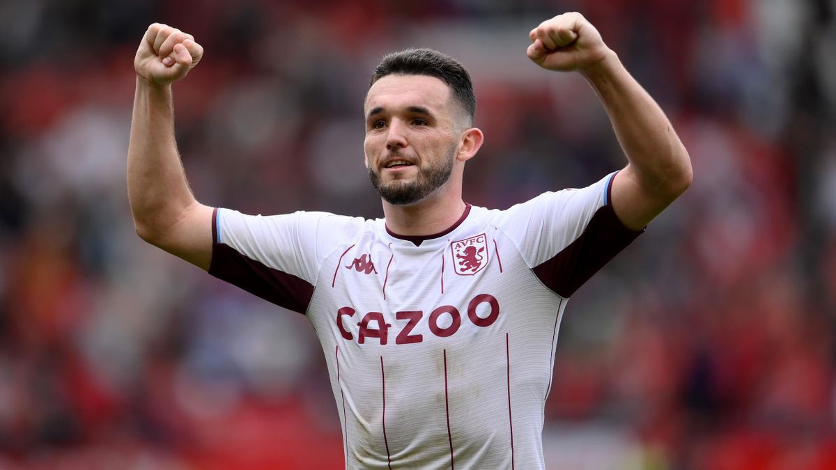 John McGinn of Aston Villa celebrates his sides win following the Premier League match between Manchester United and Aston Villa at Old Trafford on September 25, 2021