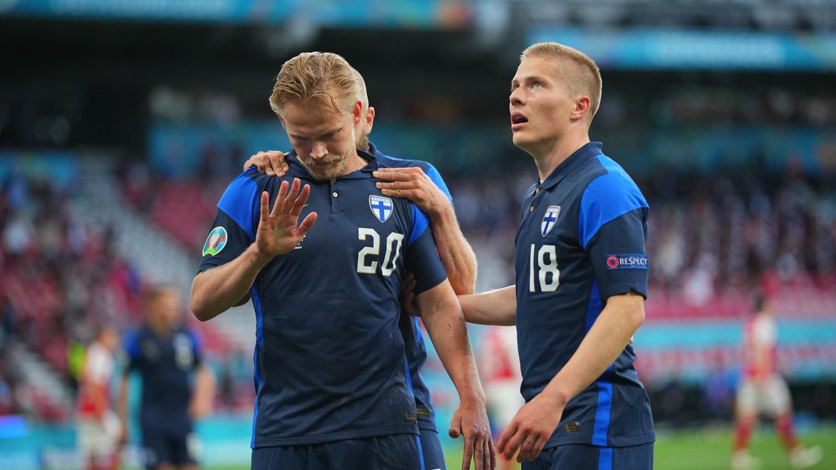 LIVE image from the UEFA EURO 2020 Group B match between Denmark and Finland at Parken Stadium