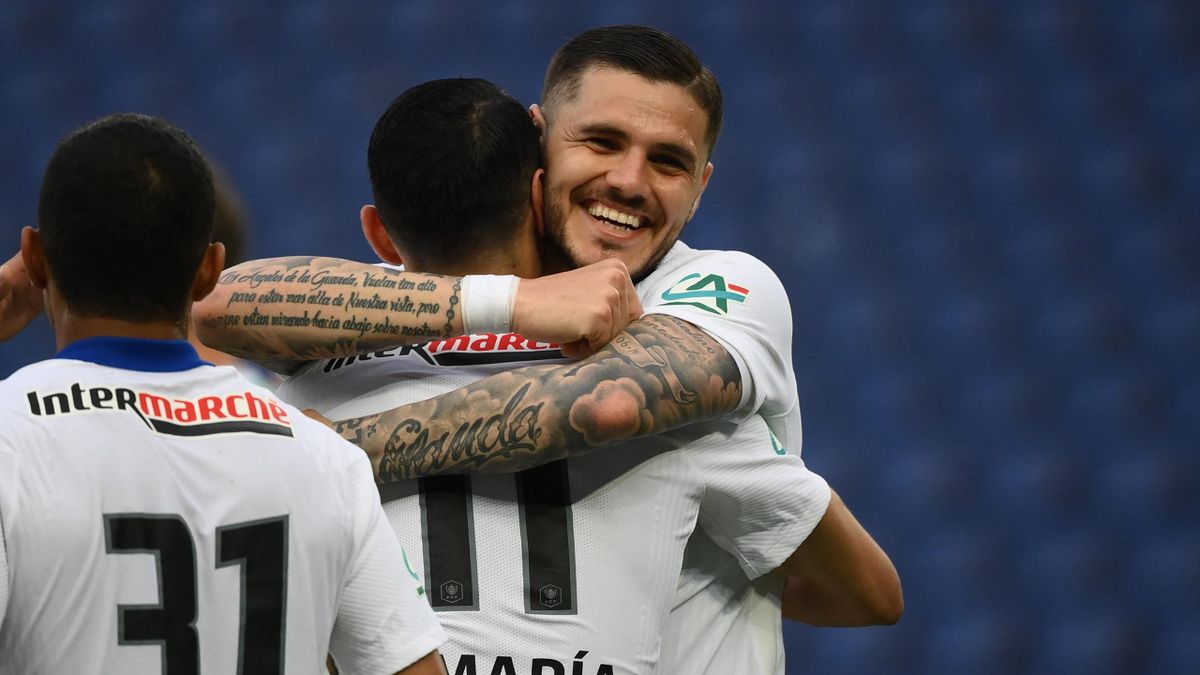 Mauro Icardi festeggia dopo un gol - PSG-Angers Coppa di Francia 2020-21