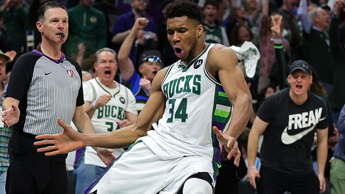Giannis Antetokounmpo (Milwaukee Bucks) a inscrit 42 points face aux Celtics, samedi 7 mai 2022. / NBA