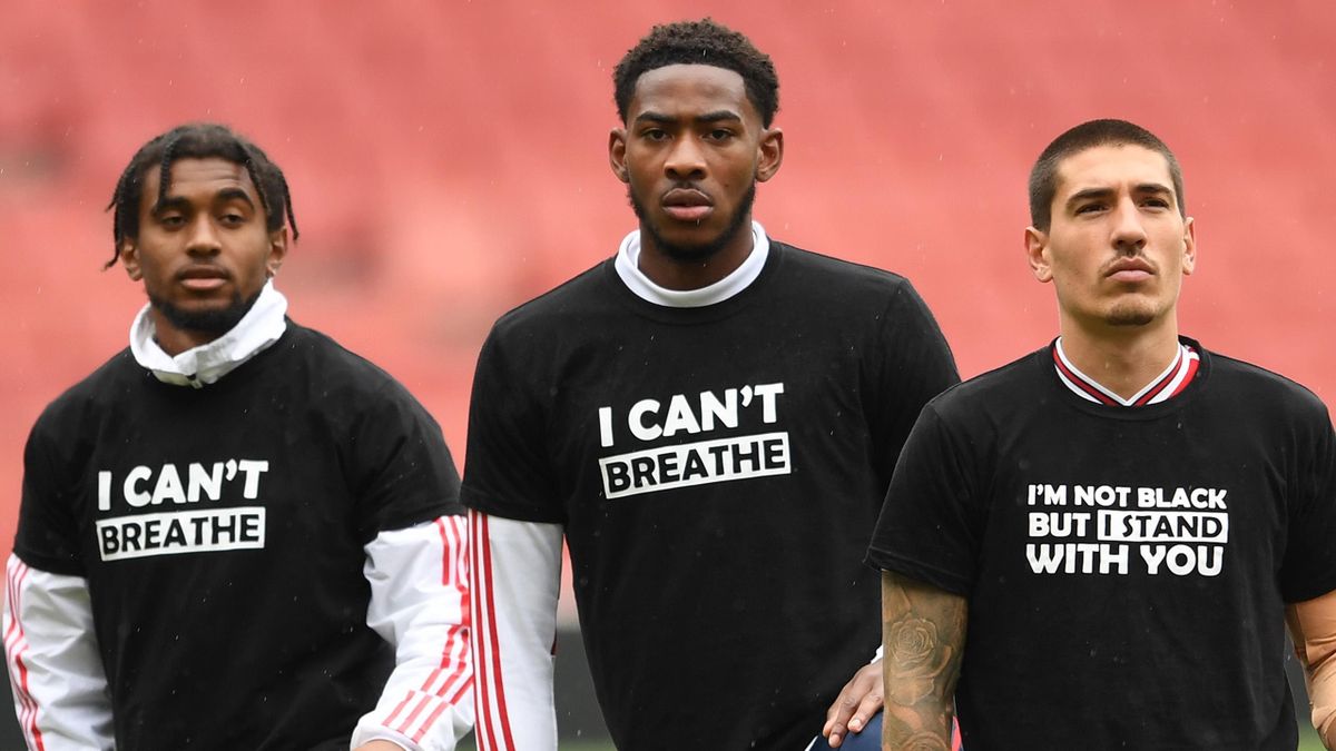 Football News Arsenal Take A Knee And Wear Black Lives Matter Messages Ahead Of Friendly Eurosport