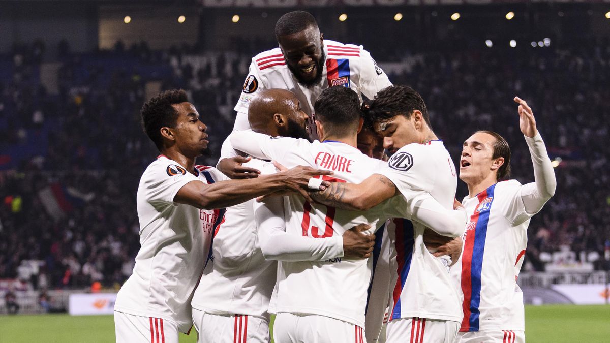 La joie des joueurs de Lyon face à Porto