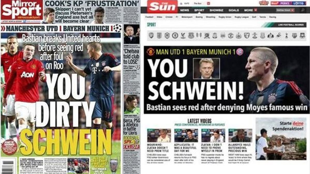 The Sun, Daily Mirror - Bastian Schweinsteiger