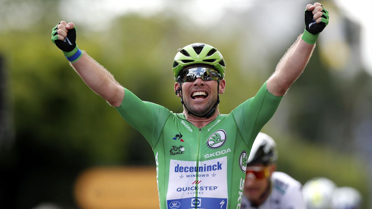 Mark Cavendish celebrates his second stage win of the 2021 Tour de France