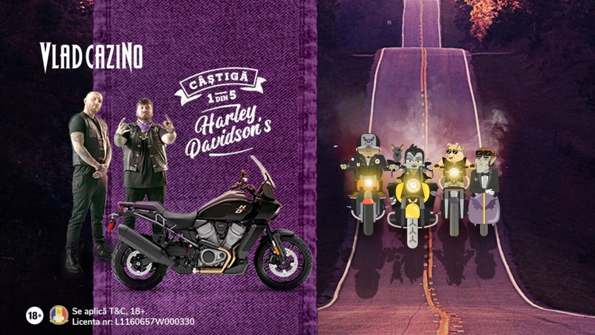 O motocicletă Harley Davidson a fost câștigată, altele 4 vor pleca către cei mai norocoși clienți Vlad Cazino în noiembrie