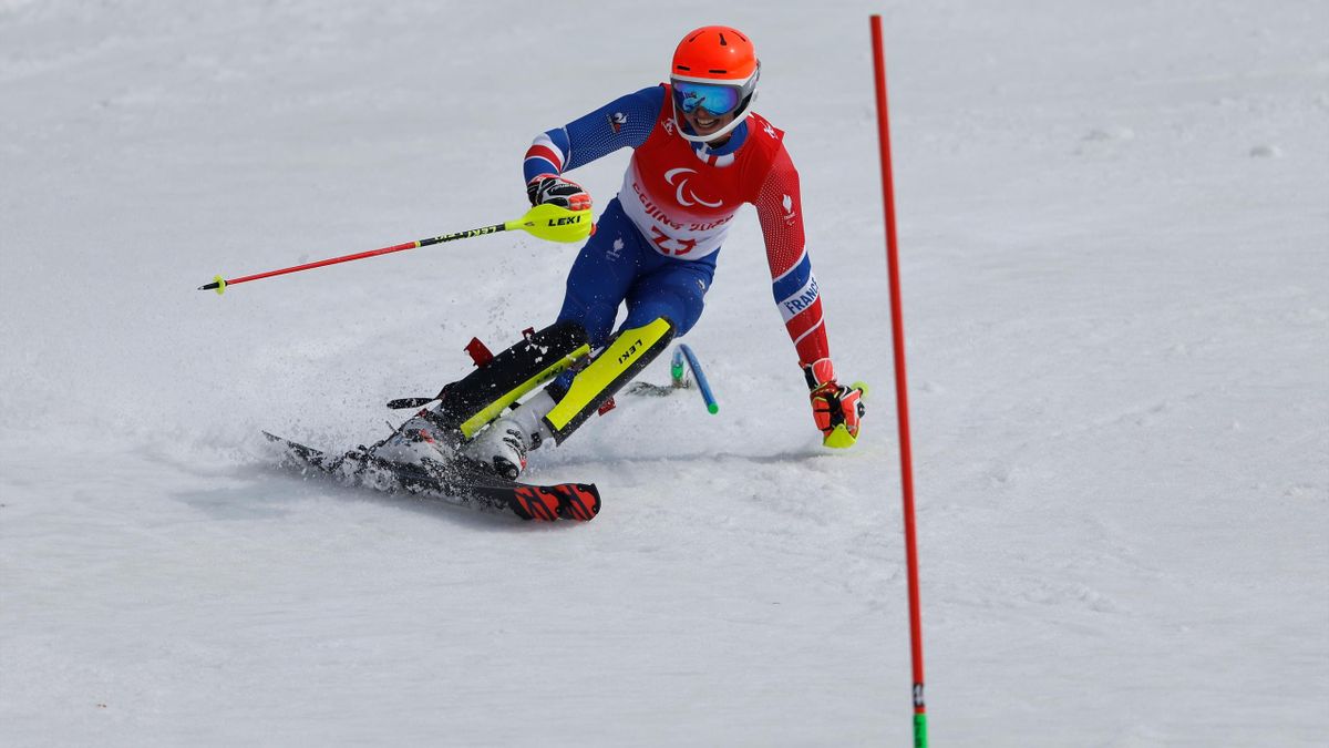 Arthur Bauchet, sur le slalom catégorie debout des Paralympiques 2022
