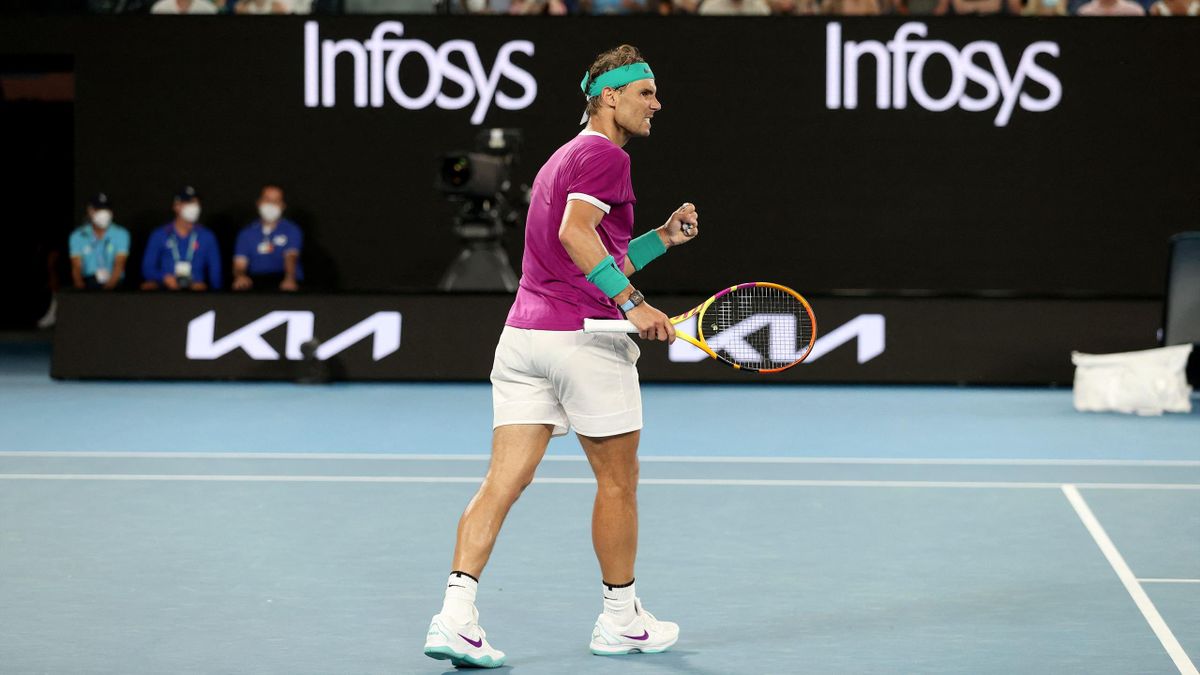 Rafael Nadal heureux après son succès en quatre sets sur Karen Khachanov