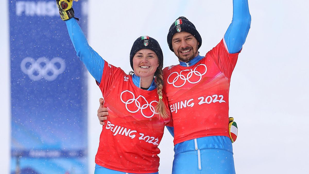 Il sorriso di Michela Moioli e Omar Visintin, argento nello snowboardcross misto, Italia, Getty Images