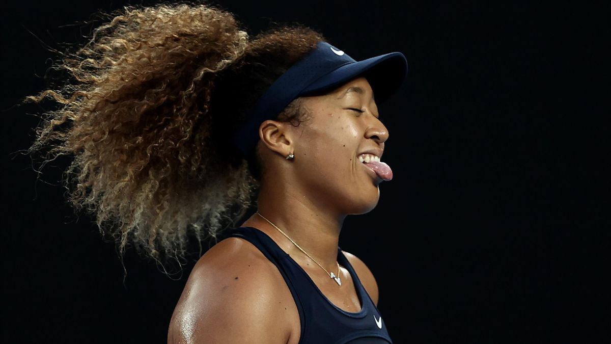 Naomi Osaka of Japan reacts in her Women's Singles second round match against Caroline Garcia of France during day three of the 2021 Australian Open at Melbourne Park on February 10, 2021 in Melbourne, Australia.
