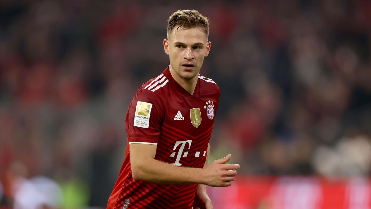 Joshua Kimmich of FC Bayern München looks on during the Bundesliga match between FC Bayern München and Sport-Club Freiburg at Allianz Arena on November 06, 2021 in Munich, Germany.